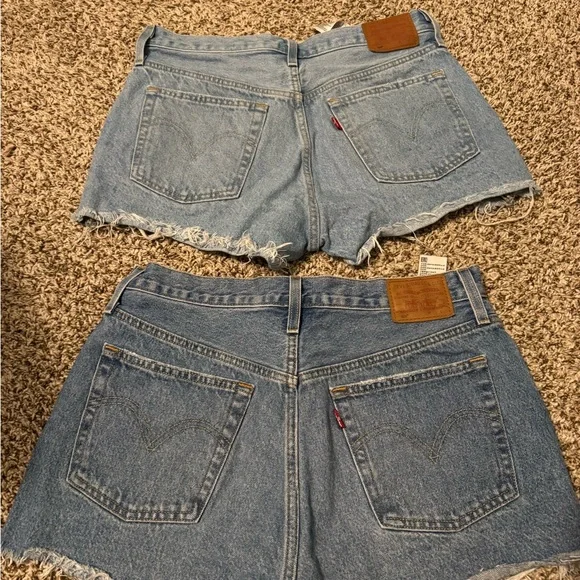 2 pair High-Rise Distressed Denim Shorts - Light Blue - Picture 2 of 4